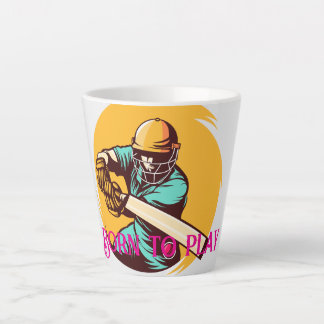 Taza De Café Latte Negrita Jugador De Cricket Bate - Vector Deportivo