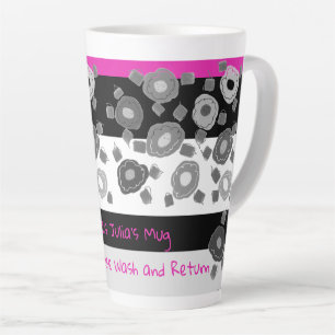Taza De Café Latte Negro, blanco y rosa Mug si se pierde, por favor,