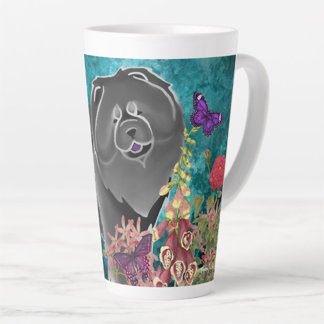 Taza De Café Latte NEGRO-GINKGO CHOW- Latón Mug (Ángulo derecho)
