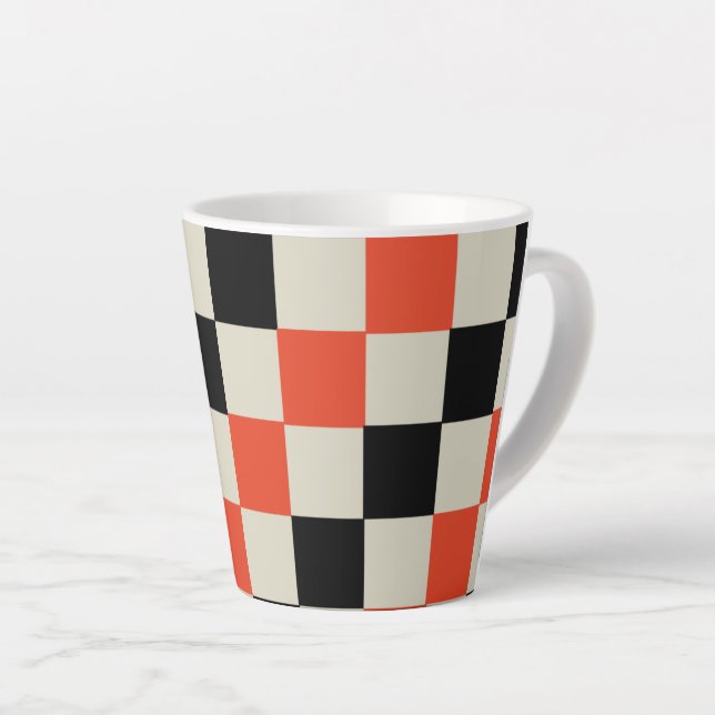 Taza De Café Latte Negro y rojo (Ángulo derecho)