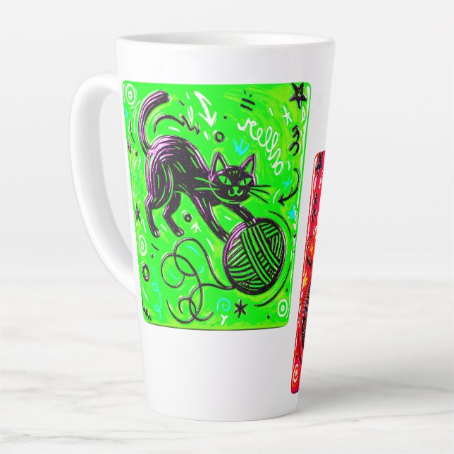 Taza De Café Latte Neon Cat Coffee   (Ángulo izquierdo)