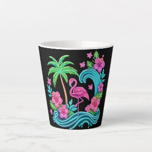 Taza De Café Latte Neon Flamingo Tropical