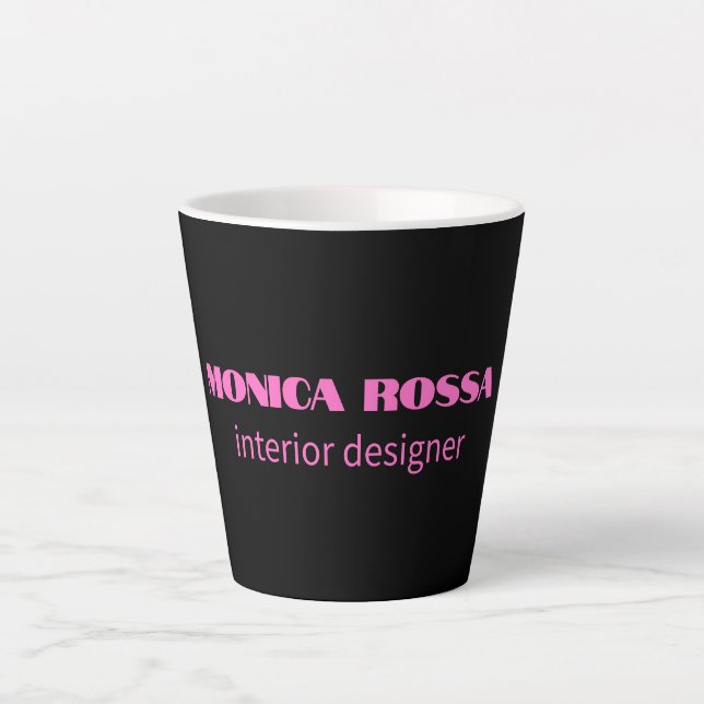Taza De Café Latte Neón simple profesional moderno negro rosa (Anverso)