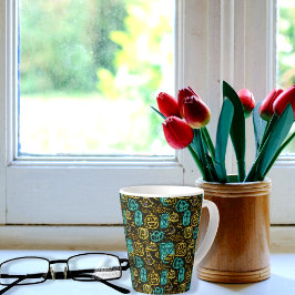 Taza De Café Latte Neon Spooky Halloween Ghost Bats Patrón de calabaz