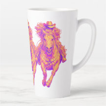 Neon Western Horse Cowgirl Art