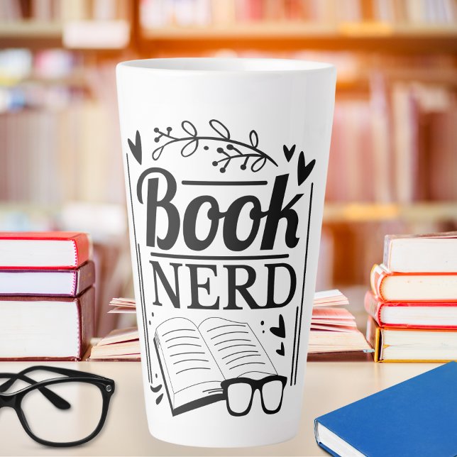 Taza De Café Latte Nerd divertido libro de citas lindo (Subido por el creador)