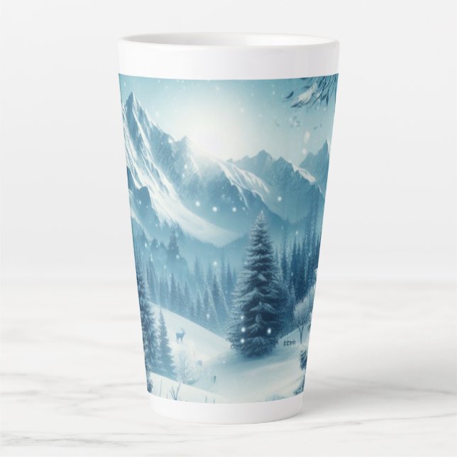 Taza De Café Latte Nevada Winter Mountain (Anverso)