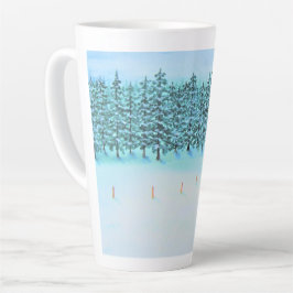 Taza De Café Latte Nieve y Evergreens