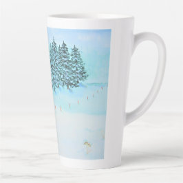 Taza De Café Latte Nieve y Evergreens
