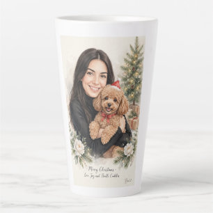 Taza De Café Latte Niña besando a cachorro de caniche–Mamá caniche