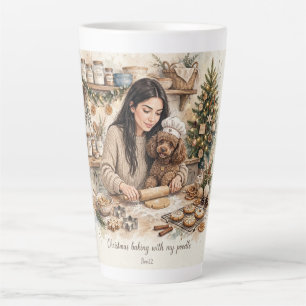 Taza De Café Latte Niña besando a cachorro de caniche–Mamá caniche