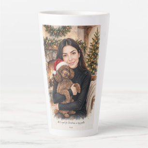 Taza De Café Latte Niña besando a cachorro de Caniche–Mamá Caniche