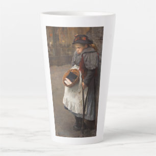 Taza De Café Latte Niña Cerilla Pobre Golfillo Callejero Pobreza Urba