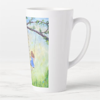 Taza De Café Latte Niña en un columpio