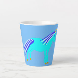 Taza De Café Latte Niño azul lindo Unicorn