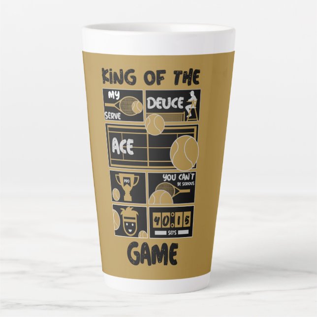 Taza De Café Latte Niños Jóvenes Tenis Rey Del Juego (Anverso)