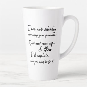 Taza De Café Latte No Corrige Silenciosamente Su Gramática, Sin Emba