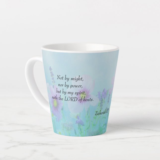 Taza De Café Latte No de Might - Zechariah 4:6 (Ángulo izquierdo)