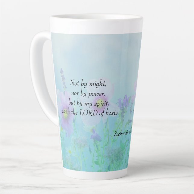 Taza De Café Latte No de Might - Zechariah 4:6 (Ángulo izquierdo)