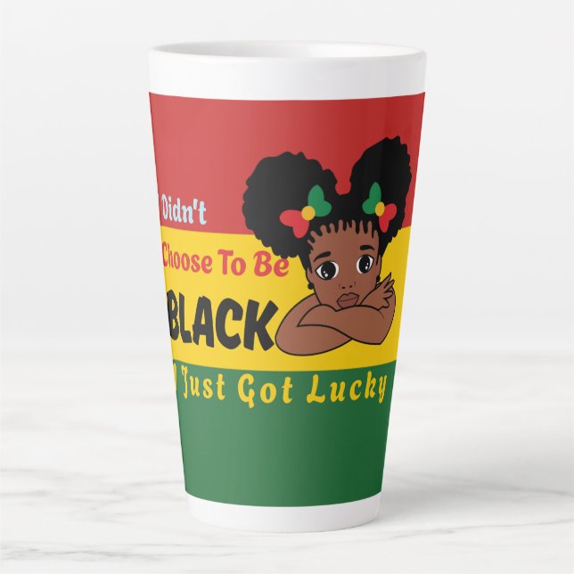 Taza De Café Latte No Elegí Ser Negro Simplemente Tuve Suerte (Anverso)