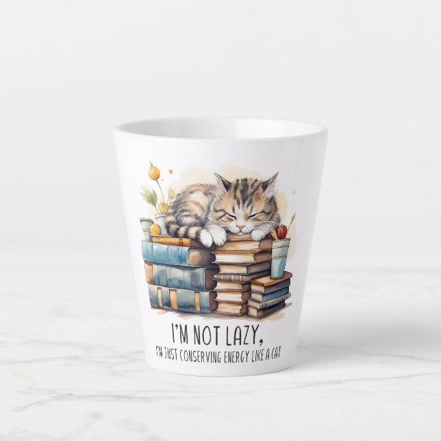 Taza De Café Latte No soy un gato perezoso (Anverso)