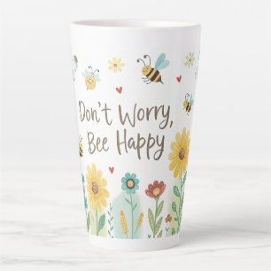 Taza De Café Latte No Te Preocupes Abeja Feliz Abeja Linda 