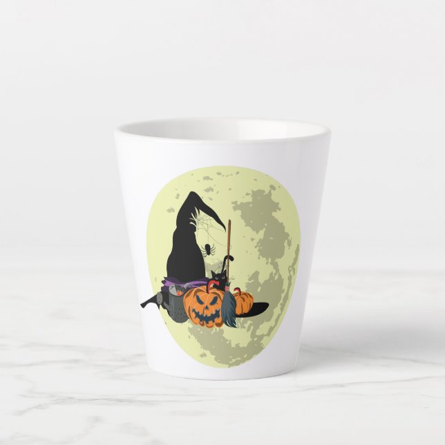 Taza De Café Latte Noche de Brujas (Anverso)