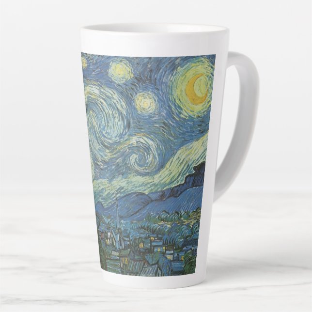 Taza De Café Latte Noche estrellada de Vincent Van Gogh (Ángulo derecho)