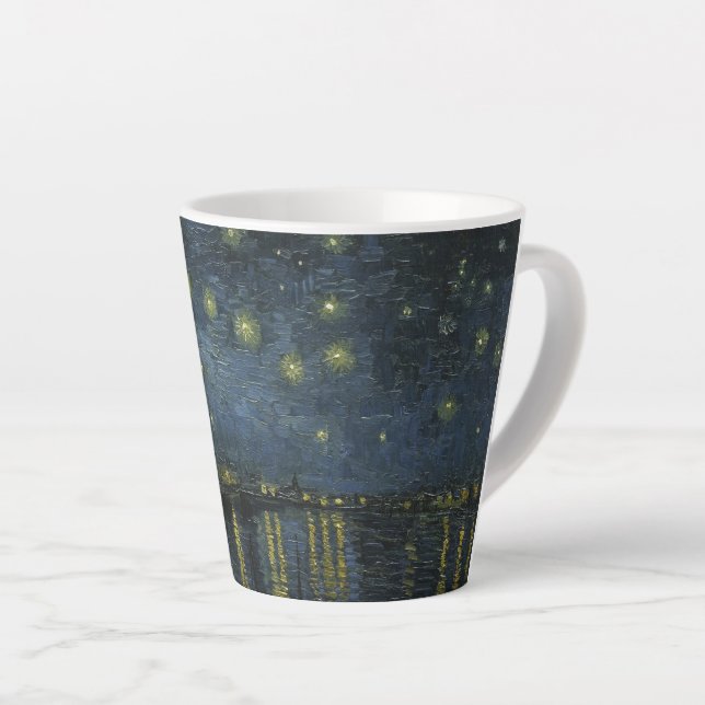Taza De Café Latte Noche estrellada sobre el Ródano, pintura al óleo  (Ángulo derecho)