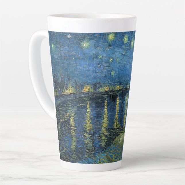 Taza De Café Latte Noche estrellada sobre Rhône-Vincent van Gogh (Ángulo izquierdo)
