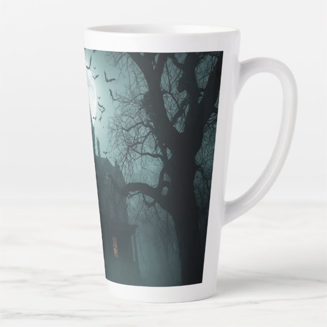 Taza De Café Latte Noche fantasmal con Jack-o'-Lanterns (Derecha)