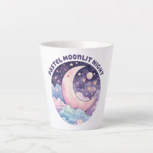 Taza De Café Latte Noche Pastel Moonlit - Luna Crescent Dreamy