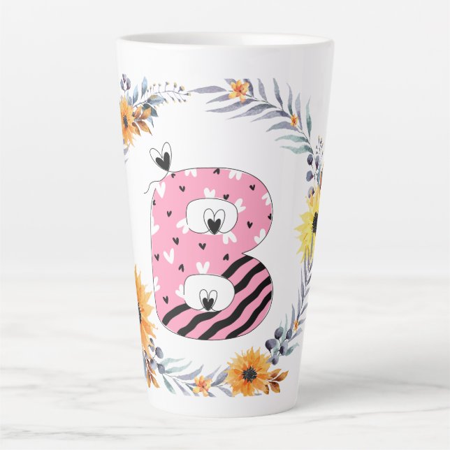 Taza De Café Latte Nombre Alfabeto "B" (Anverso)