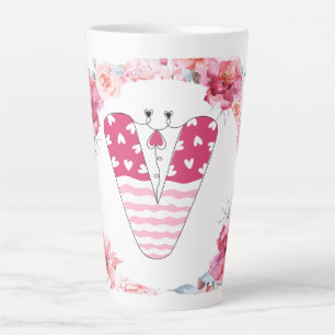 Taza De Café Latte Nombre alfabeto V