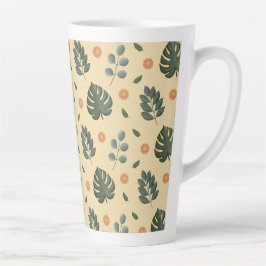 Taza De Café Latte Nombre botánico personalizado crema y verde salvia