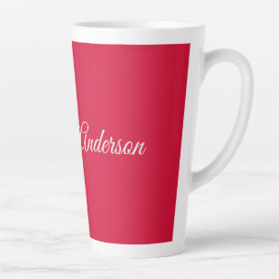 Taza De Café Latte Nombre caligráfico Elegante Rojo cereza personaliz
