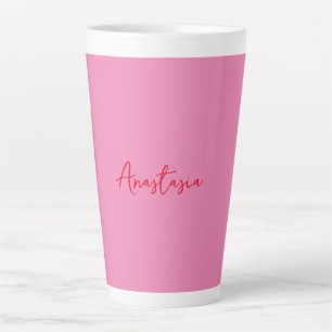 Taza De Café Latte Nombre caligráfico profesional personalizado rosa