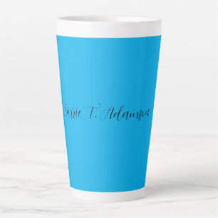 Taza De Café Latte Nombre de caligrafía azul del cielo azul retro ele