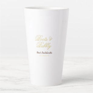 Taza De Café Latte Nombre de despedida de soltera Botas y Burbujas am
