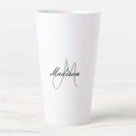 Taza De Café Latte Nombre de escritura a mano moderno monogramado ini