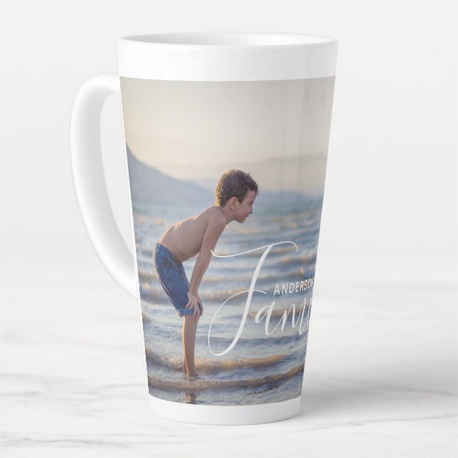 Taza De Café Latte Nombre de familia de Personalizado de plantilla de (Ángulo izquierdo)