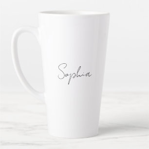 Taza De Café Latte Nombre de guión negro o monograma en blanco