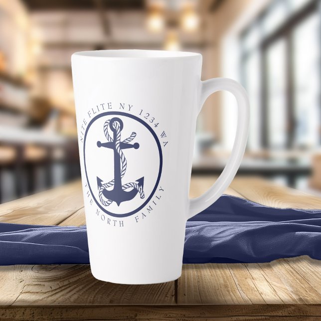Taza De Café Latte Nombre de la embarcación y Marina Anchor/Mint ID61 (Subido por el creador)