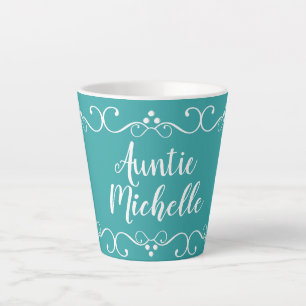 Taza De Café Latte Nombre de la tía Personalizado de regalo Verde az
