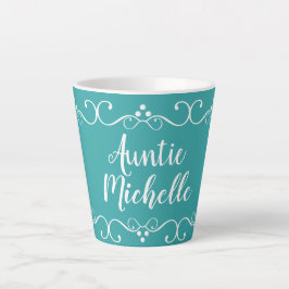 Taza De Café Latte Nombre de la tía Personalizado de regalo Verde azu