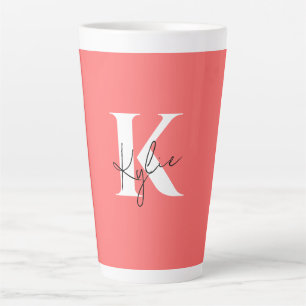 Taza De Café Latte Nombre de monograma personalizado vibrante moderno