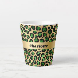 Taza De Café Latte Nombre de patrón de estampado de leopardo de oro v