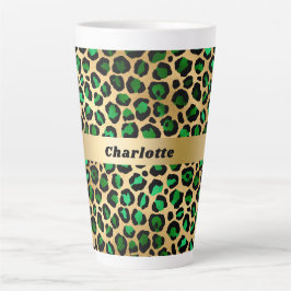 Taza De Café Latte Nombre de patrón de estampado de leopardo de oro v