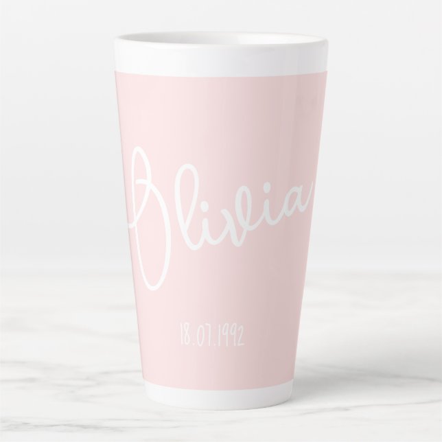 Taza De Café Latte Nombre de usuario Rubor Pink personalizado (Anverso)