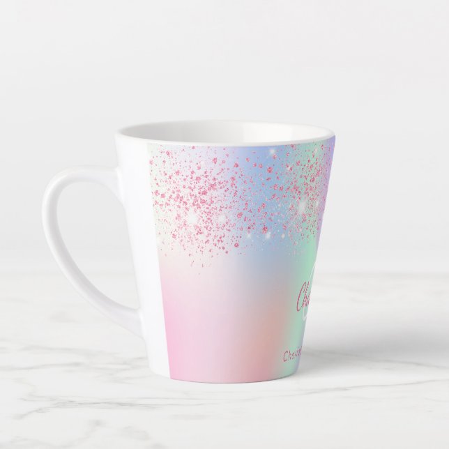 Taza de cristal personalizada, taza de cristal con nombre, taza de cristal  monograma, taza de café de cristal con asa, taza de té -  España